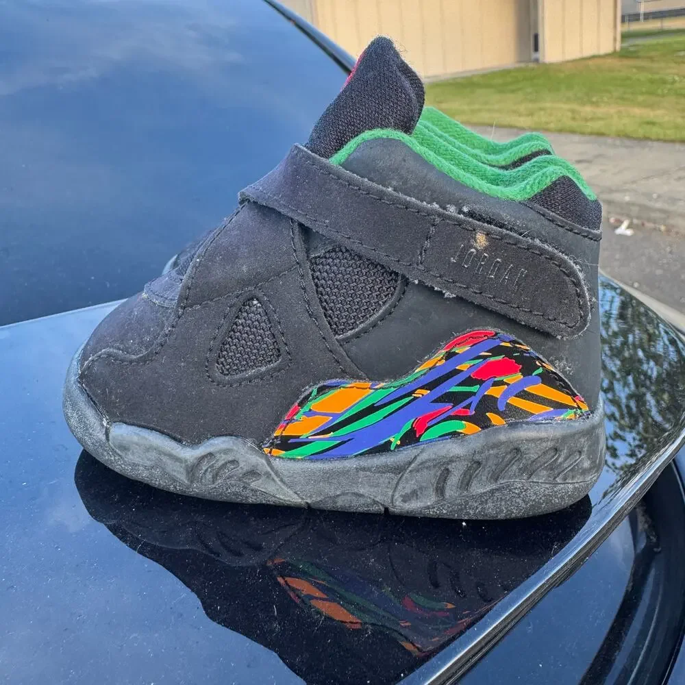 Jordan 8 Retro TD Air Raid Toddler Shoes Size 4C 305360-005 Black